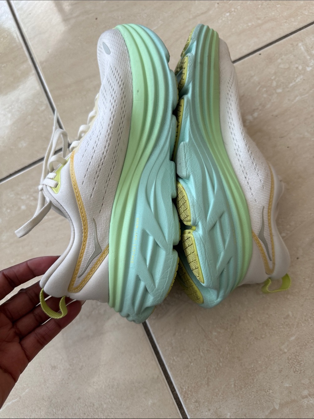 Hoka One One Bondi 8 Blanc De Blanc Sunlit Ocean Women's Running Shoe White Sz 8 - Picture 8 of 12